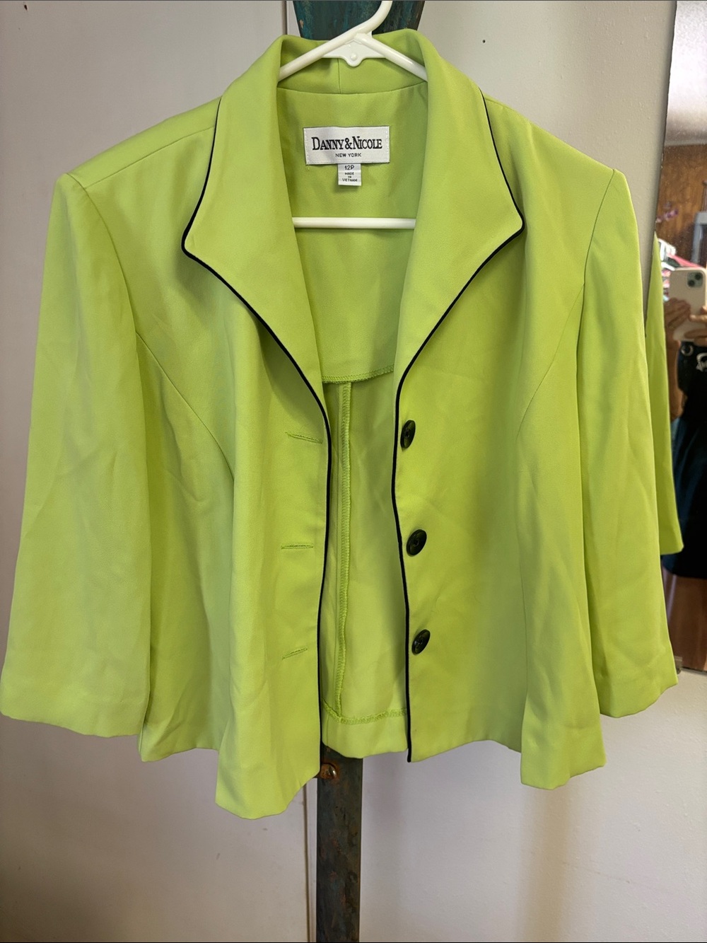 Danny & Nicole Neon Lime Blazer with Black Piping